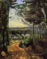 Straßenbäume und See Paul Cezanne